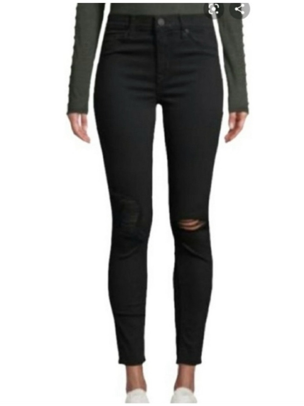 Hudson Natalie Mid Rise Ankle Super Skinny Distressed Jeans